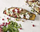 Gefüllte Aubergine mit Couscous, Granatapfelkernen und Minze. Ein köstliches Aubergine Rezept, das Lust auf mehr macht.