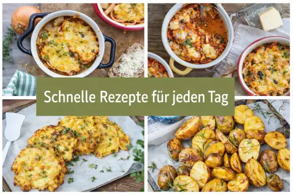 Leckere vegetarische Gerichte: Aufläufe, Bratlinge und Ofenkartoffeln. Schnelle Rezepte für jeden Tag.